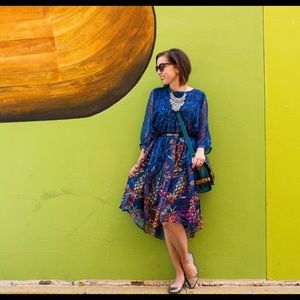 Floral blue smock dress